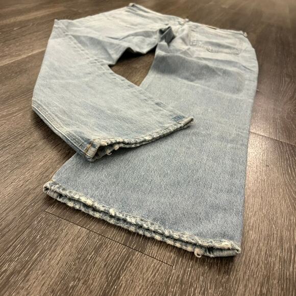 NWT AGOLDE Lana Mid Rise Vintage Straight Jeans Riptide Size 33 Light Blue Denim - Picture 8 of 16